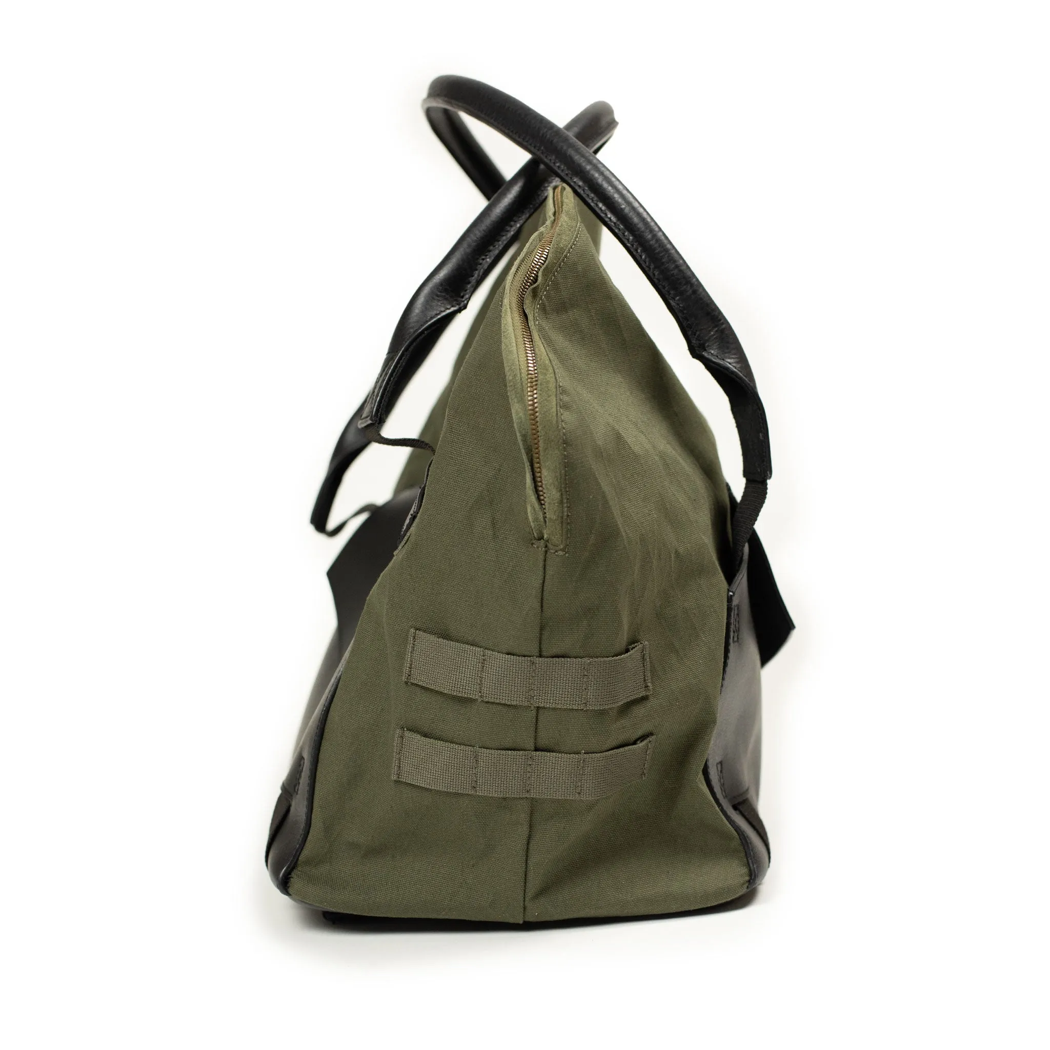 Seebag weekender in Nam olive canvas and Noiret black veg tan leather