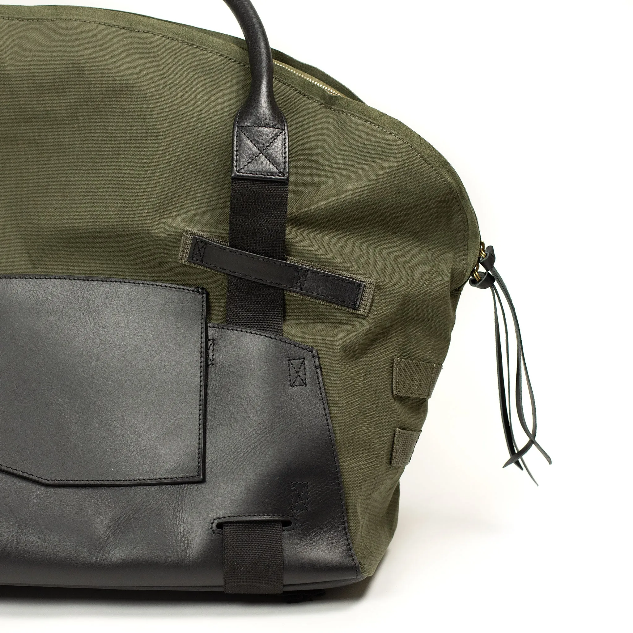 Seebag weekender in Nam olive canvas and Noiret black veg tan leather