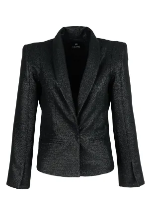 Shiny Black Blazer with Shoulder Pads