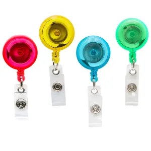 SICURIX Translucent ID Badge Reels Round Belt Clip Strap 4 Pack Raspberry Lemon BLUEberry Lime (68894)