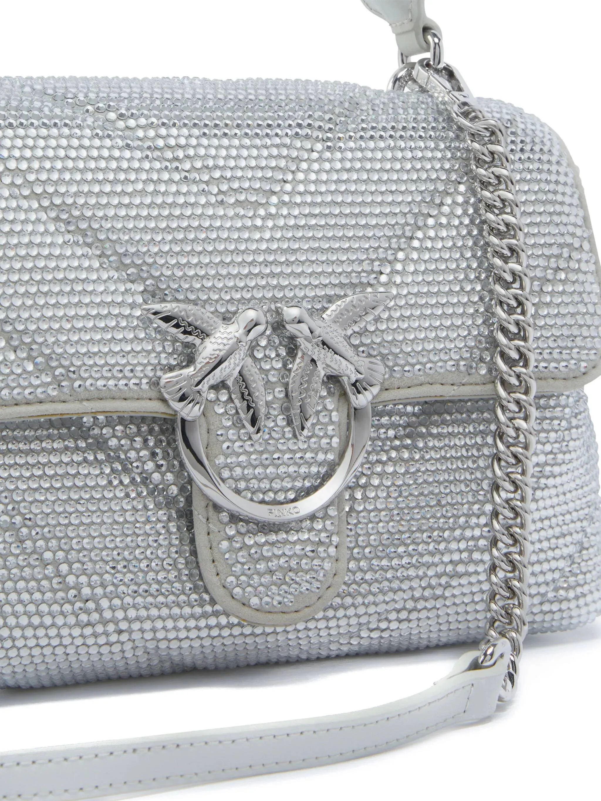 Silver Rhinestone Buckle Foldover Bag