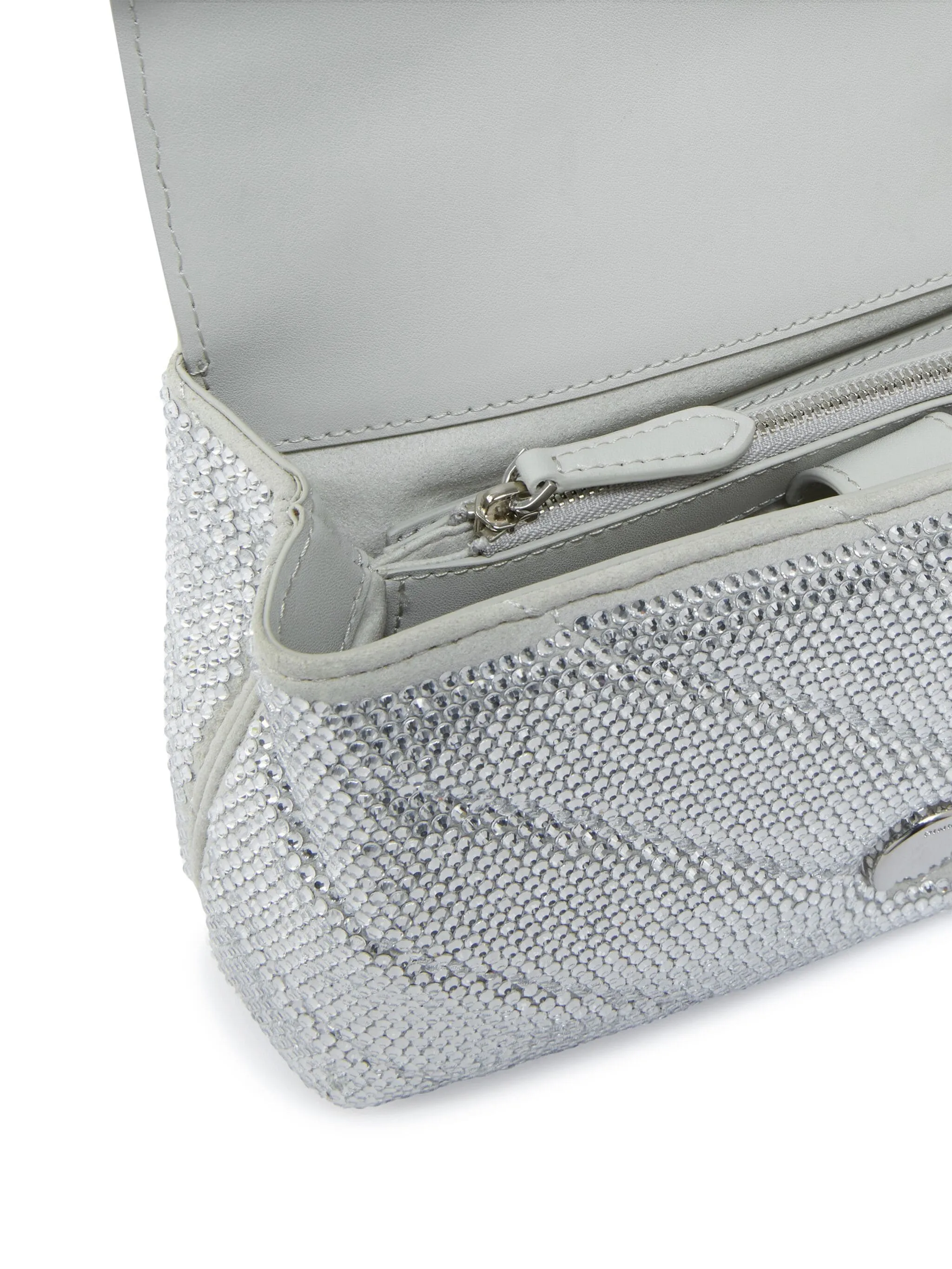 Silver Rhinestone Buckle Foldover Bag