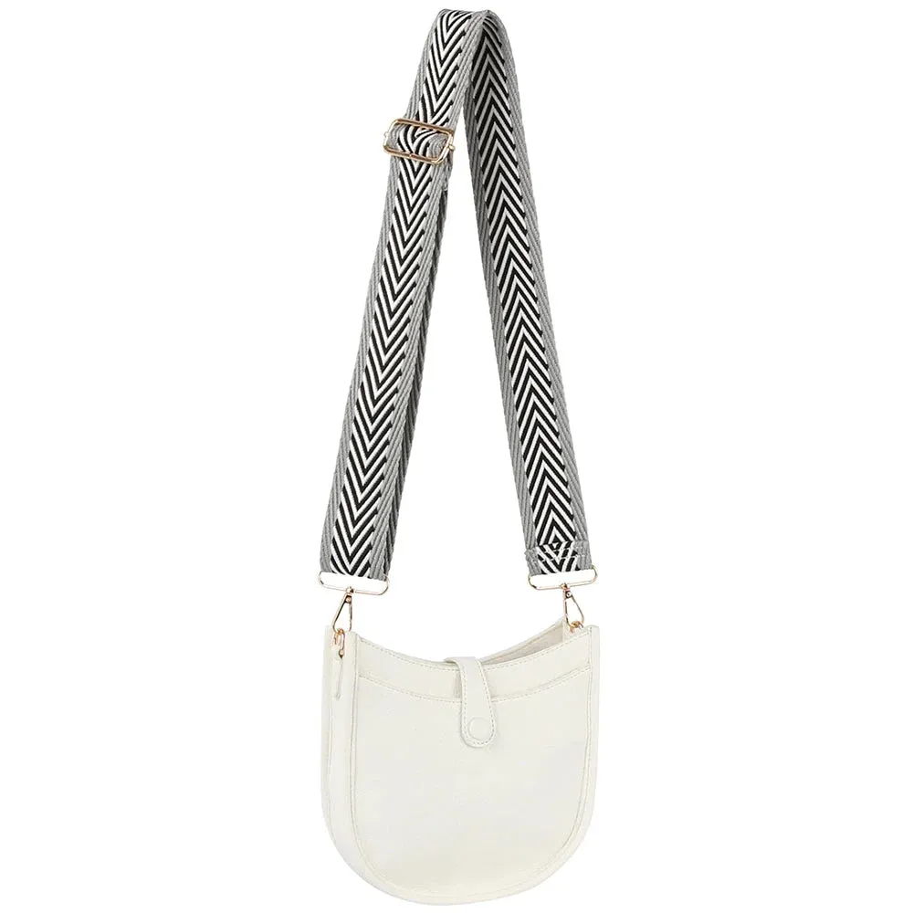 Smooth Curve Crossbody With Pattern Strap