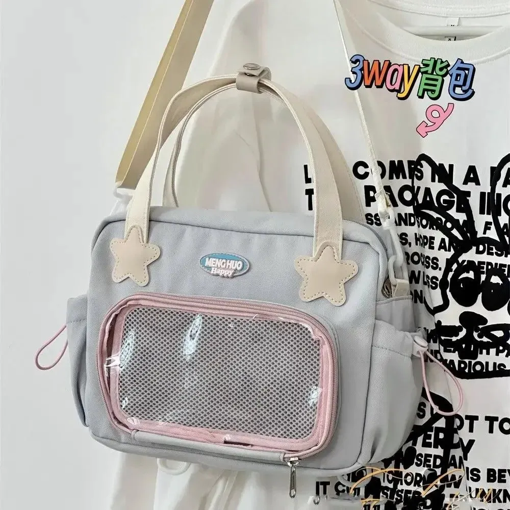 Sohiwoo Japanese JK Handbags for Women Cute Sweet Shoulder Bag Fashion White Lolita Ita Kawaii Versatile Collegiate Style Bag