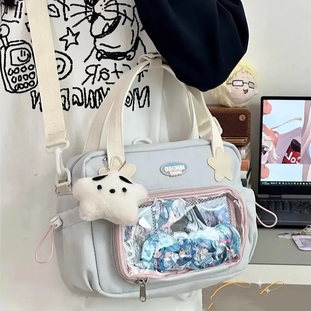 Sohiwoo Japanese JK Handbags for Women Cute Sweet Shoulder Bag Fashion White Lolita Ita Kawaii Versatile Collegiate Style Bag