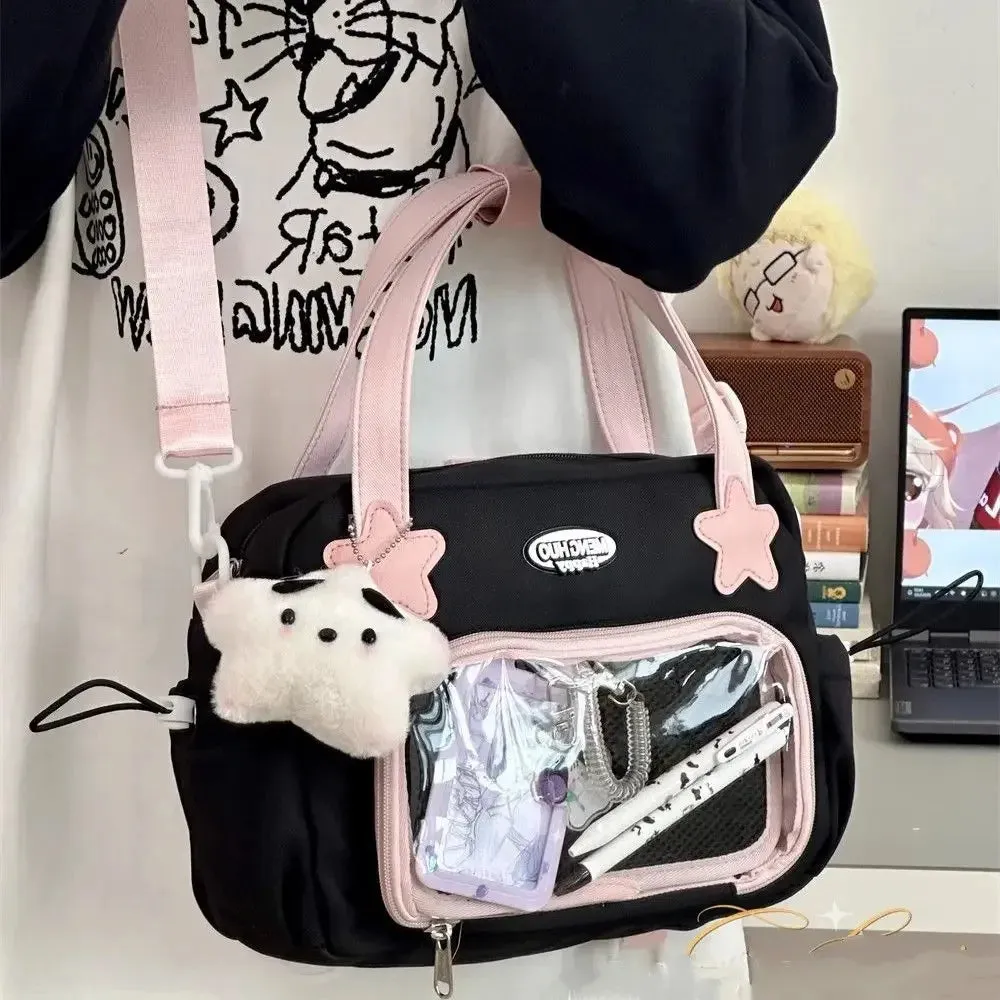 Sohiwoo Japanese JK Handbags for Women Cute Sweet Shoulder Bag Fashion White Lolita Ita Kawaii Versatile Collegiate Style Bag