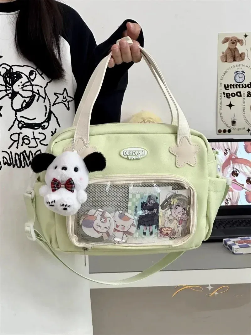 Sohiwoo Japanese JK Handbags for Women Cute Sweet Shoulder Bag Fashion White Lolita Ita Kawaii Versatile Collegiate Style Bag