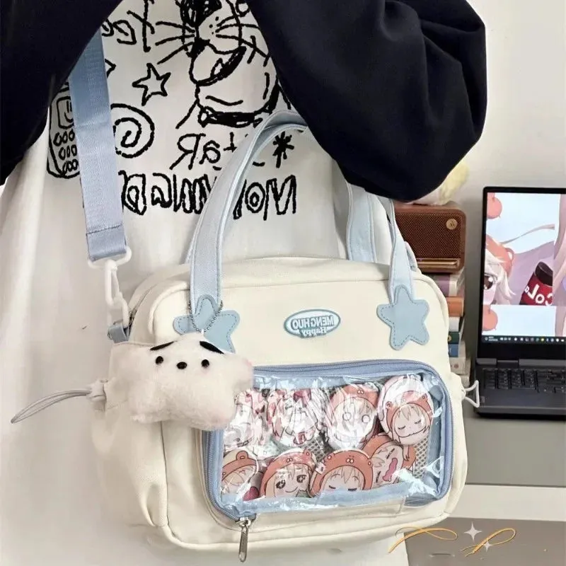 Sohiwoo Japanese JK Handbags for Women Cute Sweet Shoulder Bag Fashion White Lolita Ita Kawaii Versatile Collegiate Style Bag