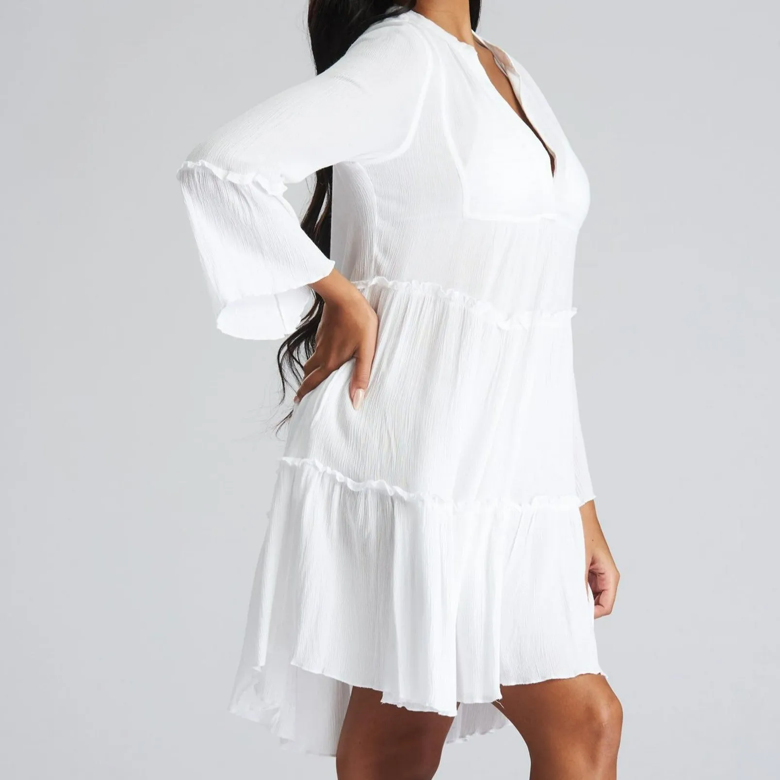 South Beach Crinkle Tiered Beach Dress