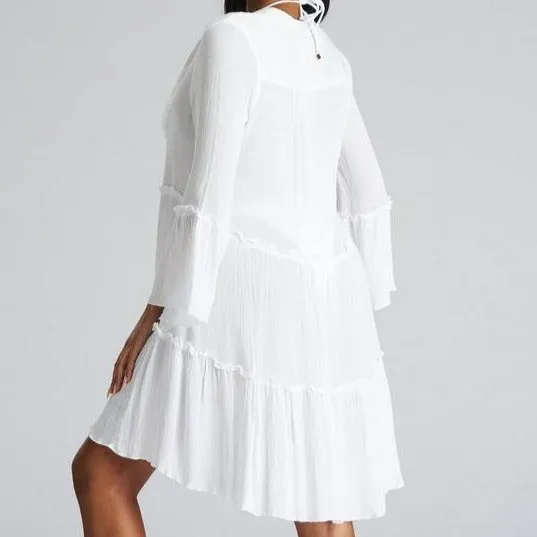 South Beach Crinkle Tiered Beach Dress