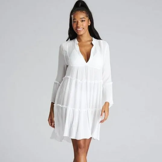 South Beach Crinkle Tiered Beach Dress