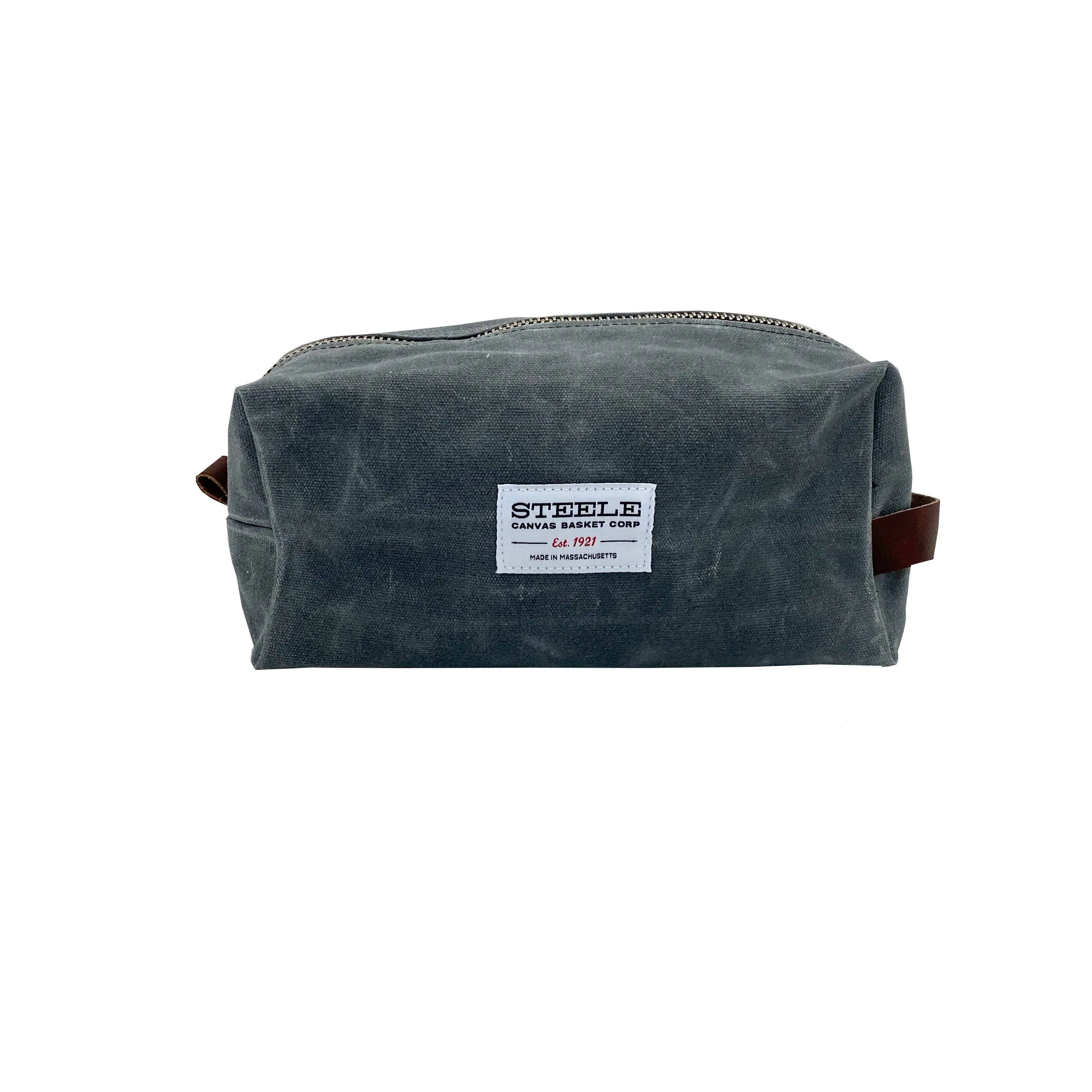 Steele Dopp Kit | Waxed Briquette Canvas with Brown Leather | Steele Canvas Basket Corp.