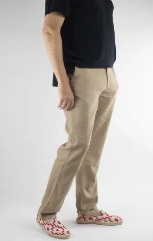 Straight Fit Linen Blend Chino Pant