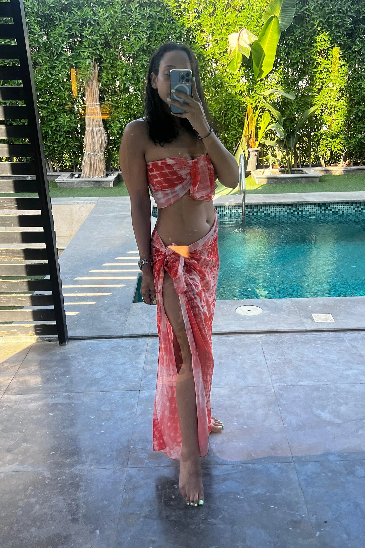 Sunkissed Wrapped Full Length Sarong - Red Orange