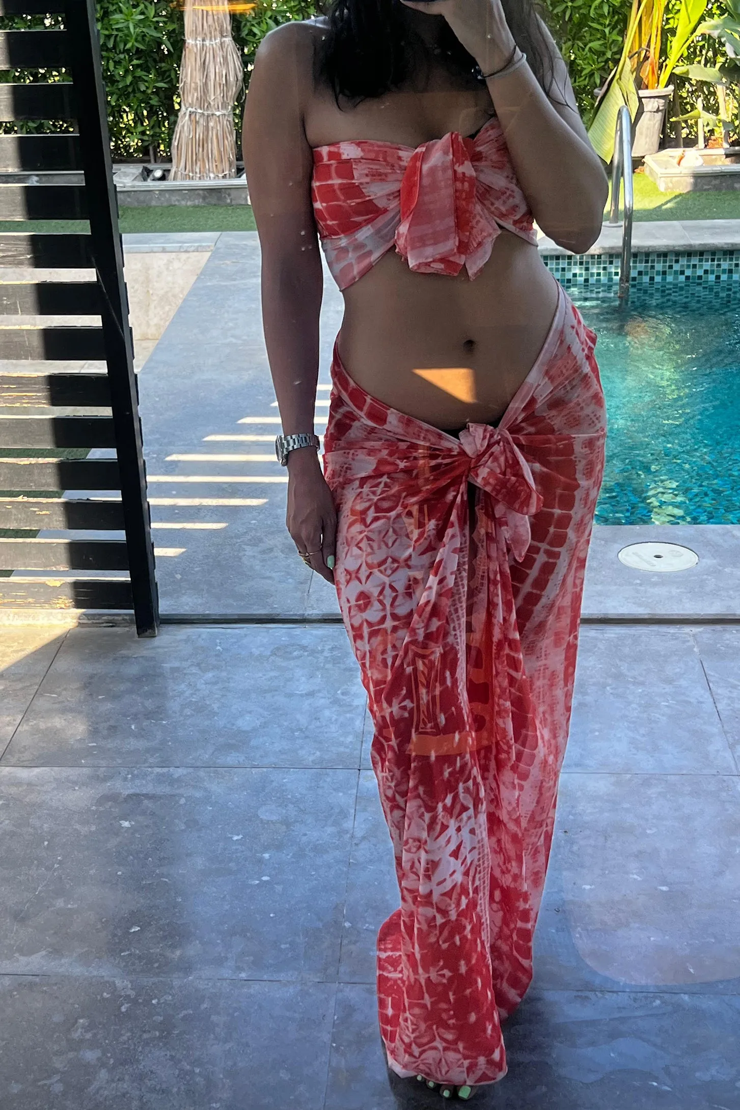 Sunkissed Wrapped Full Length Sarong - Red Orange