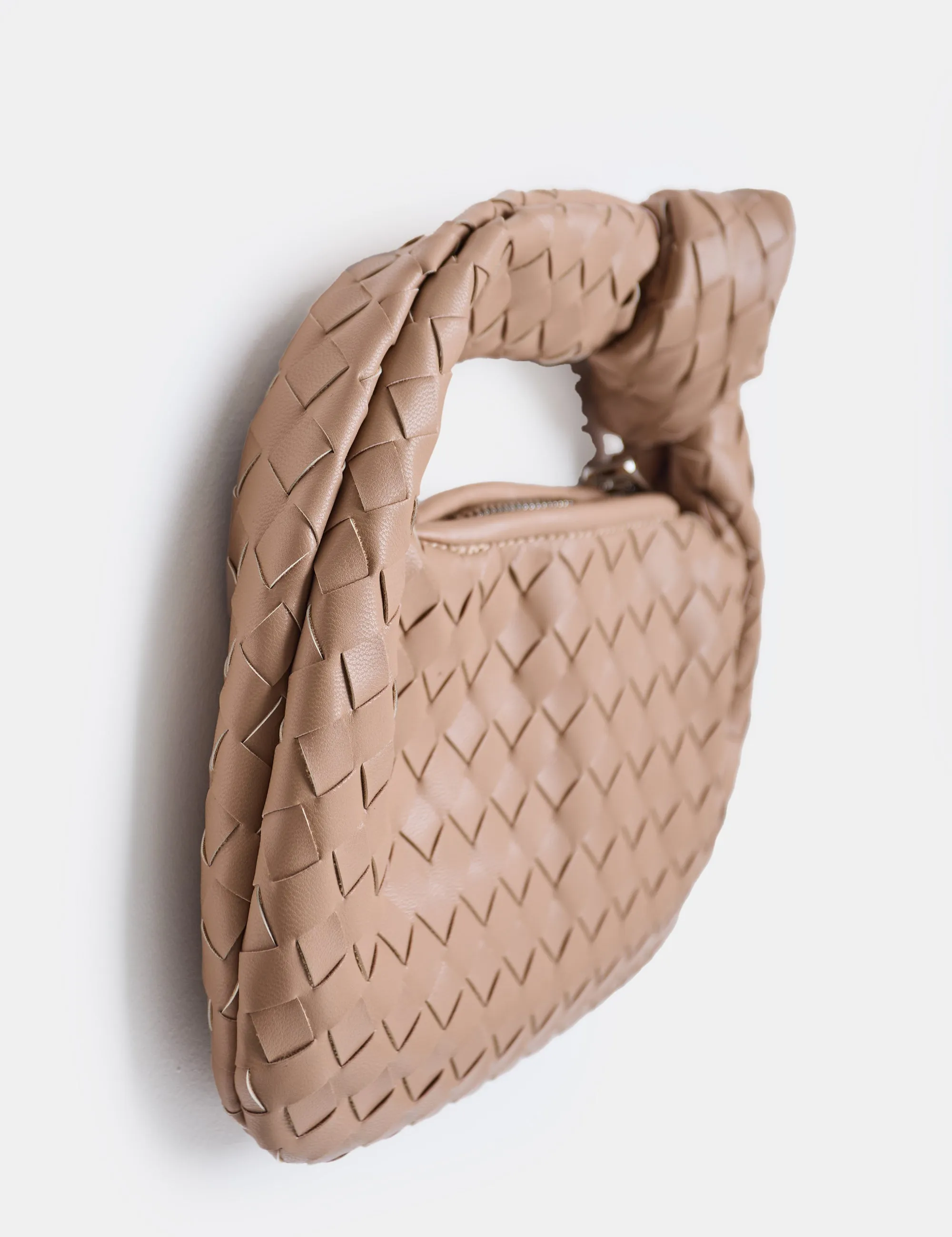 The Blame Nude Woven Pu Knot Detail Mini Pu Bag