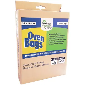 The Green Scissor Oven Bags, 100% Nylon, BPA Free, 16" x 17.5" Food Safe Bags (25 Bags)