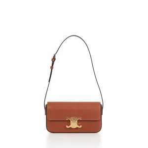 Triomphe Shoulder Bag In Tan Brown Natural Calfskin