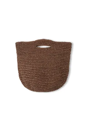 WALNUT ROUND STRAW BAG - WALNUT