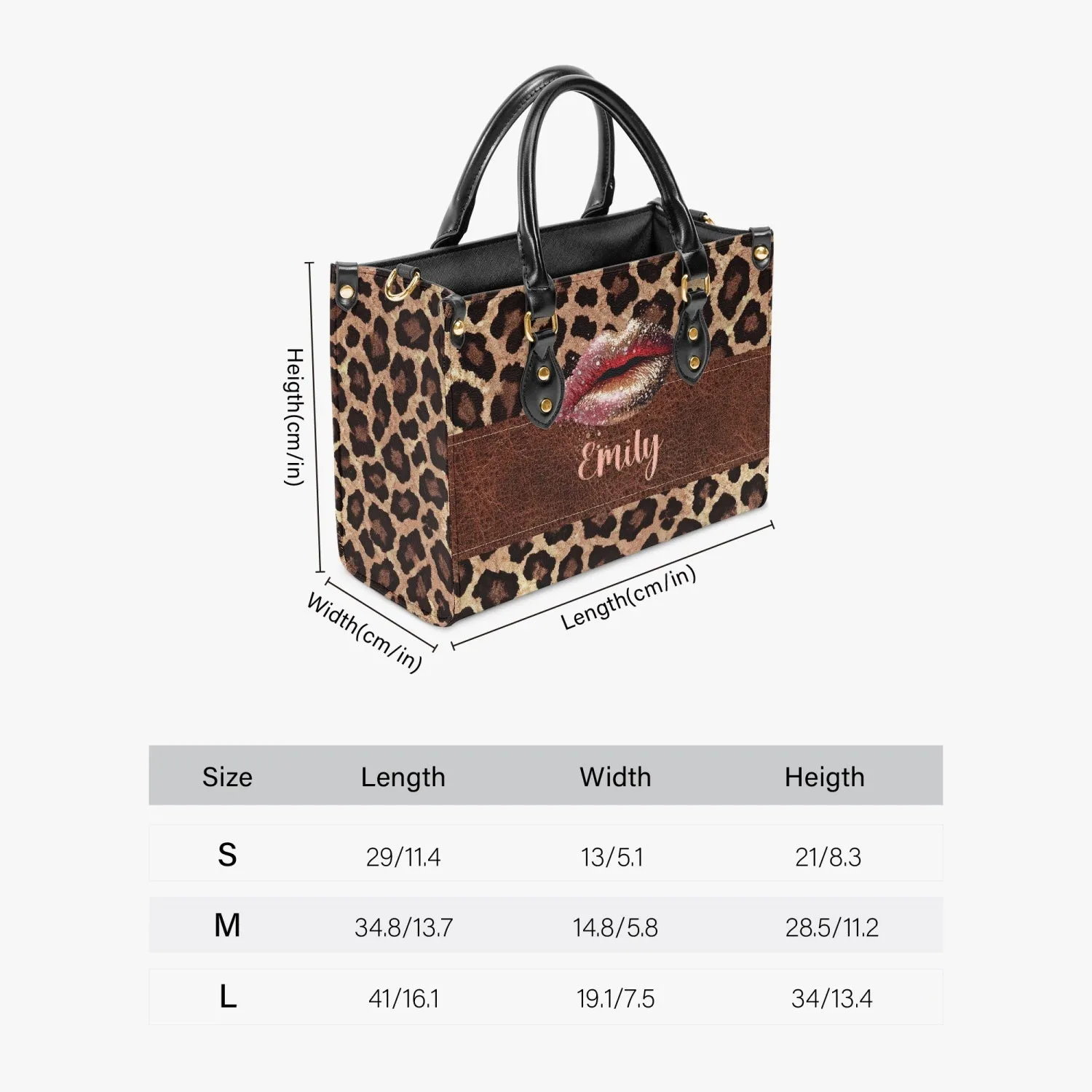 Women's Tote Bag - Leopard Print, Lips, Personalised