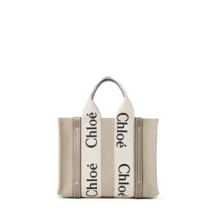 Woody Tote Small Strap Linen, Musk Grey