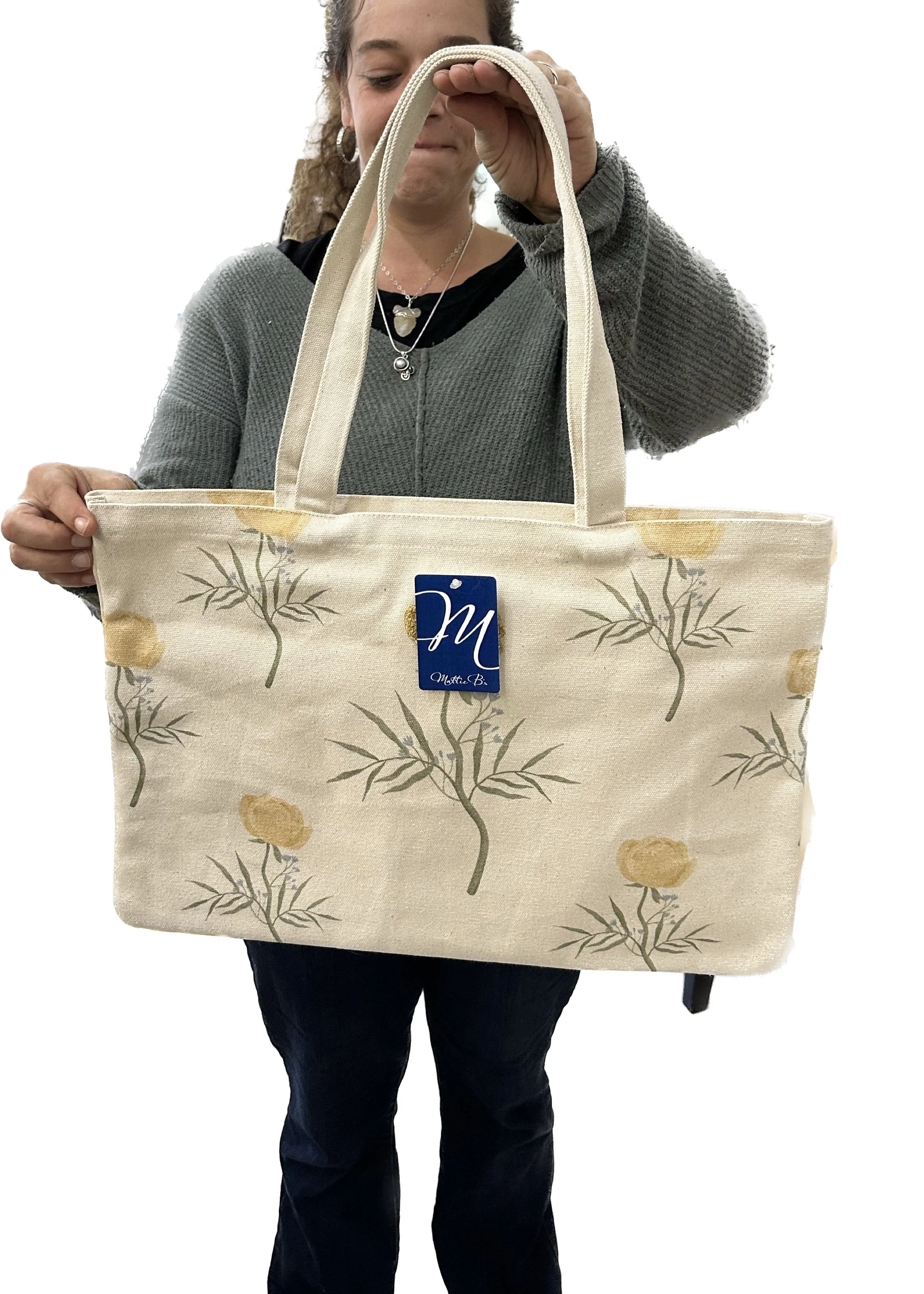 Woven Botanical Cotton Tote