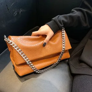 Xajzpa - Vintage Chains Women Shoulder Bags Designer Lady Handbags Retro Matte Leather Crossbody Bag Small Flap Female Purses Sac